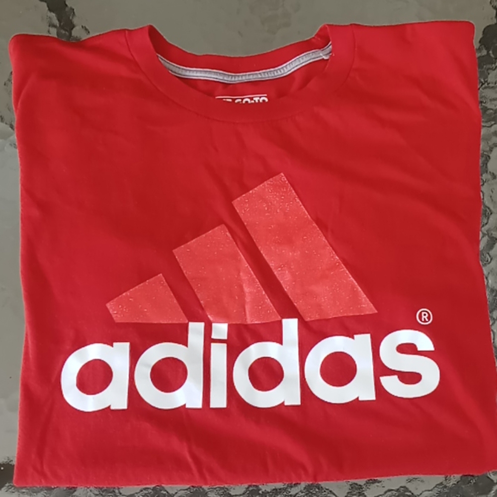 Adidas Climalite Red and White Crew Neck T-shirt